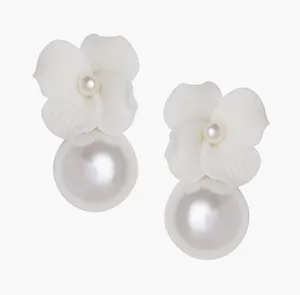 Mini Floral Pearl Earrings White thumbnail 1