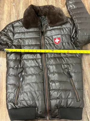 Woman’s Switzerland Patches Puffer Jacket Faux Fur Collar Medium Winter Warm thumbnail 7