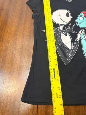 Disney Nightmare Before Christmas Jack Sally Black Graphic T-Shirt Small S thumbnail 6