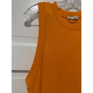 Zara Womens Ribbed Knit Sleeveless Maxi Dress Orange Crew Neck XL thumbnail 9