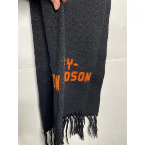 Vintage Harley- Davidson Acrylic Scarf Black Orange made in USA thumbnail 4