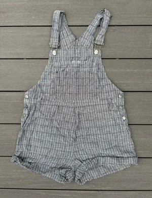 RVCA Grey Striped Overall Shorts thumbnail 2