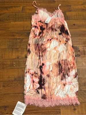 TOPSHOP Floral‎ Crinkle Lace Trim Slip Dress thumbnail 4