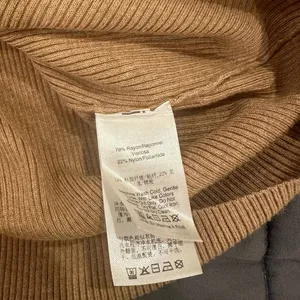 Donna Karan tan Ribbed Asymmetric Neck Sweater thumbnail 6