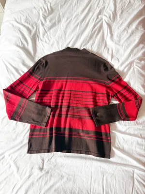 Andrea Viccaro Red And Brown Striped Mockneck Sweater Size Large thumbnail 2