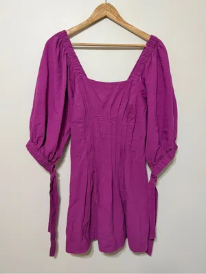 Free People Cerise Mini Dress size small purple cotton boho summer beach thumbnail 2