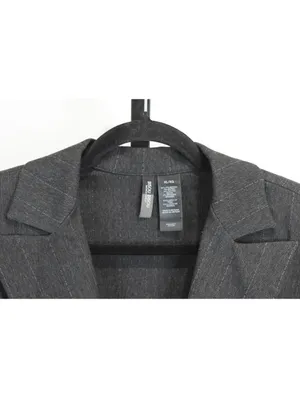 Bisou Bisou Pinstripe Blazer with Lace Panel Trim Gray Size XL Y2K Business thumbnail 3