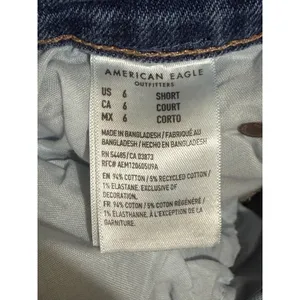 American Eagle 90s Straight Jeans Womens 6‎ Short Blue Medium Wash Stretch Denim thumbnail 5