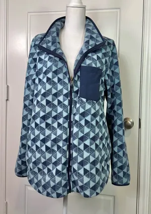L.L. Beans Women’s Full Zip Geometric Print Classic Fleece Jacket Size XL thumbnail 1