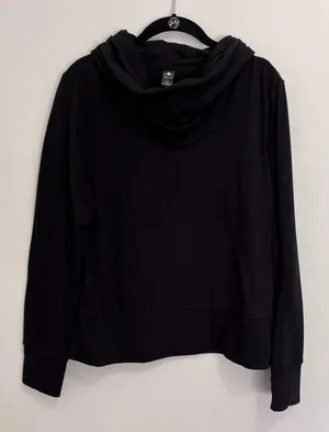 YOGALICIOUS Cowl Neck Pullover Sweatshirt. Black. Women’s Size L. EUC thumbnail 3