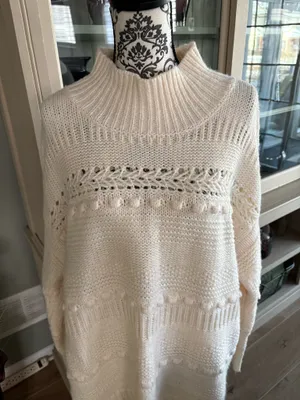 Blue and gray size XL beige high neck, sweat sweater thumbnail 2