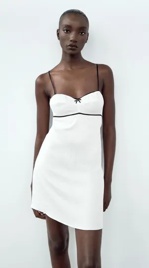 Zara mini white dress lace now lingerie inspired casual summer slip satin thumbnail 17