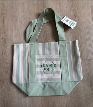 Trader Joe's NWT Newly Released Summer 2026 Green Striped Mini Tote Bag thumbnail 1