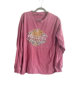 Women's Comfort Colors Long Sleeve Tee L Pink Leopard Myrtle Beach thumbnail 8