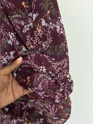 Fun2fun Women Medium Purple Floral 3/4 Sleeve Boho Indie Whimsigoth Cottage Top thumbnail 5