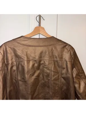 Bernardo Woman’s 2x NWOT $385 Genuine Leather metallic bronze jacket Zip Front thumbnail 4