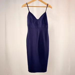 NWT Lulus Don't Tell 'Em Bodycon Midi Dress in Navy‎ Blue Size Small thumbnail 4