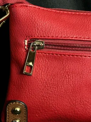 Women’s Red & Floral Crossbody Bag With Brown Strap Shoulder Purse thumbnail 6