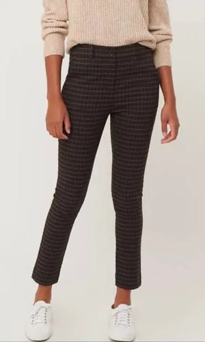 Loft High Waist Karen Plaid Skinny Preppy dark academia Ankle Pant size 6 thumbnail 1