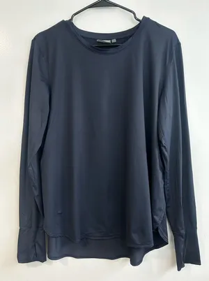 Athleta Smokey Blue Long Sleeve Pullover Athletic High-Lo Nylon Top Size Large thumbnail 1