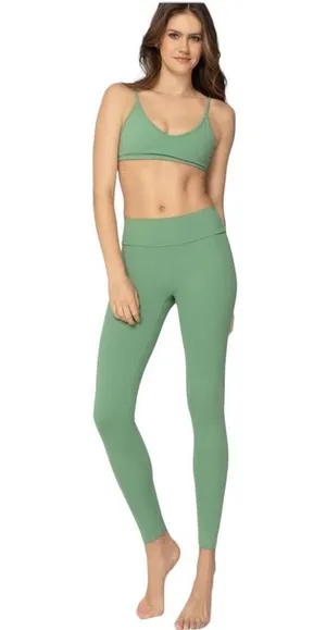 SCULPTING TEXTURELESS SAGE GREEN LEGGING PANTS thumbnail 2