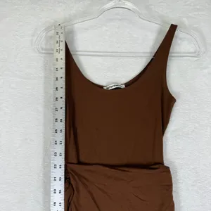 Reformation Brown Tencel Wrap Midi Dress Scoop Neck Sleeveless XS Made in USA thumbnail 6