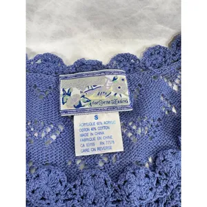 Vintage Corner Reading Periwinkle Blue Crochet Knit Sleeveless Top Small‎ thumbnail 2