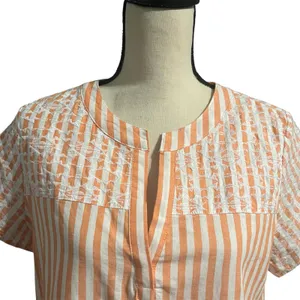 Tyler Boe Wmns Orange White Stripe Linen Blend Claudia Dress Sz M Casual Beachy thumbnail 2