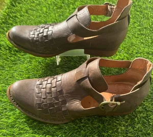 Born Viveka brown leather woven ankle booties Size 10M thumbnail 1