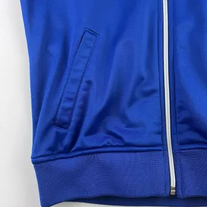 KU Kansas Jayhawks Vintage Adidas Track Jacket 3 Stripe Full Zip Bomber Blue Med thumbnail 5