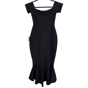 NWT Lulus How Much I Care Off-The-Shoulder Fishtail Midi Dress Black Size Small thumbnail 11