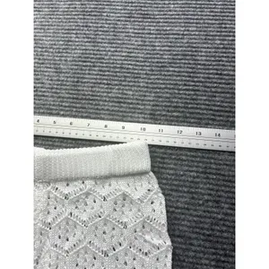 Women's Crochet 2 PC Beach Swim Coverup Set Short Sleeve & Shorts Sexy White XS thumbnail 7
