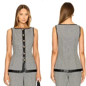 Simkhai Cressida Sleeveless Button Down Top Black White Check Size 2 NWT thumbnail 2