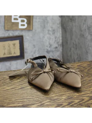 A New Day Womens Camille Satin Slingback Bow Flats 94648293 Brown 7.5M thumbnail 3