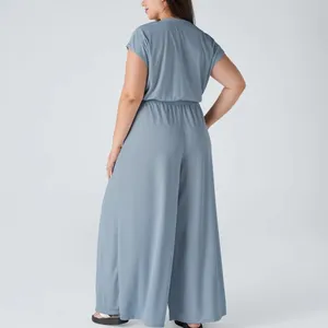 Halara Waffle Knit Wide Leg Jumpsuit Size XL Blue Minimal Casual Vacation Resort thumbnail 11