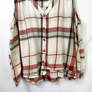 True Craft XL Tank Top Plaid Button Front Sleeveless Western Cowgirl Country 885 thumbnail 6