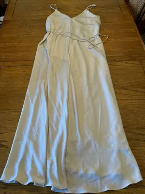 Banana Republic Women's White Satin V-Neck Long Lined Slip Dress M thumbnail 1