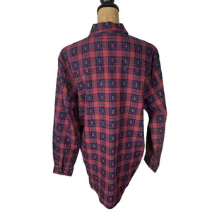Vintage Cascade Blues Plaid‎ Button Up Shirt Red Blue Bells Teacher Size Medium thumbnail 2