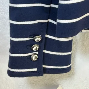 Charter Club Womens Navy Blue White Striped Knit‎ Blazer Jacket XL thumbnail 8