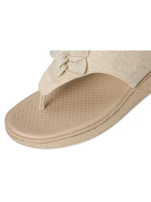 NEW LifeStride Bloom Wedge lightweight wedge Flip flop thong Sandal beige 8 wide thumbnail 6