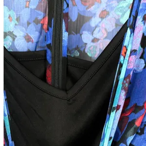 Calvin Klein Women's Floral Chiffon Faux Wrap Flutter Sleeve Dress Blue Size 18W thumbnail 8