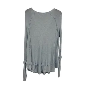 Free People We The Free Laguna Thermal Top XS Dusty Blue Oversized Waffle Knit thumbnail 2