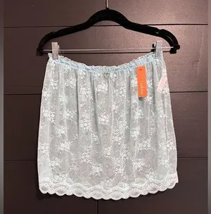 COLSIE Women’s Light Blue Sheer Lace Mini Skirt Cover Up Sz L NWT thumbnail 1
