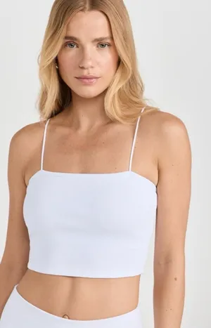 Alo Yoga White Goddess Ribbed Cropped Bandeau Bra Tube Top S thumbnail 1