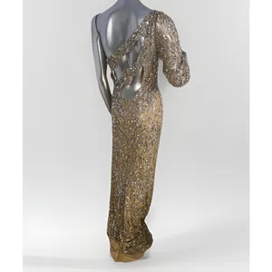 Sherri Hill Floor Length Gown Nude Rhinestones Sequins Size 10 54396 thumbnail 9