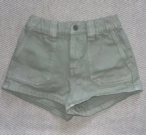 PacSun Paperbag Sage Light Green Cargo Jean Shorts With Elastic Waist Band Sz Xs thumbnail 1