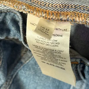 Free People We The Free Blue Denim Mini Skirt Pleated Raw Hem Size 27‎ BOHO thumbnail 9