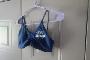 Ankley Fitness Fit Jump workout exercise sporty sports bra in navy blue and white size medium. thumbnail 2