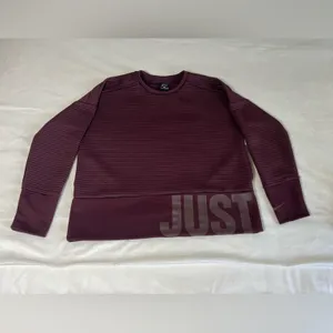 Nike Cropped‎ Boxy Sweatshirt Womens Small Burgundy Oversized Activewear thumbnail 3
