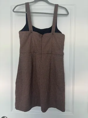 NWT Abercrombie & Fitch Houndstooth Mini Dress Brown Plaid Preppy Academic SizeM thumbnail 2